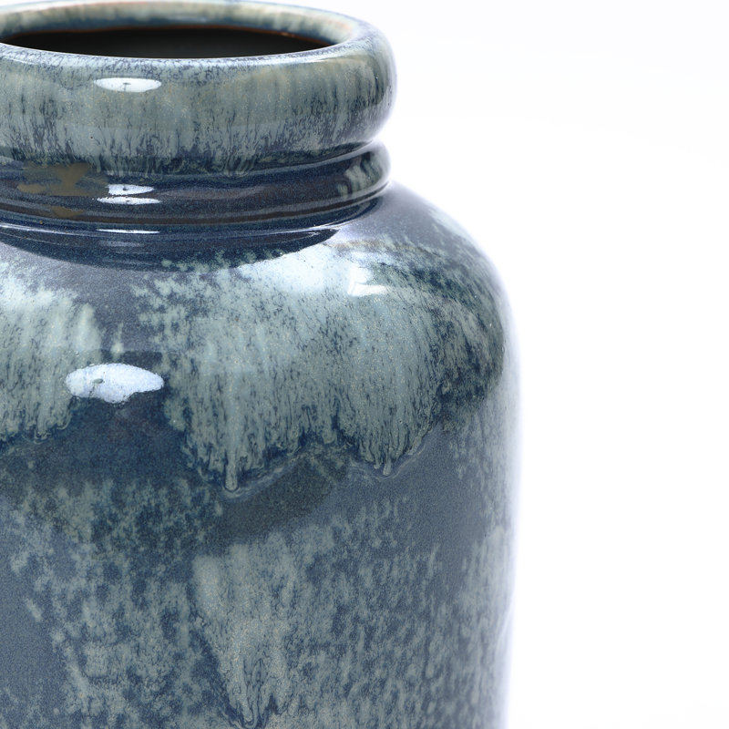 Vase rond en céramique tacheté 13,8 po