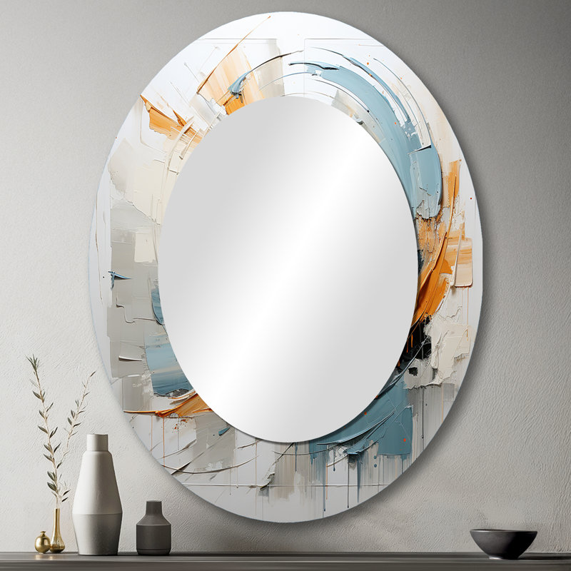 Whispering Motion - Yellow Oval Wall Mirror Decor, 43" x 33"