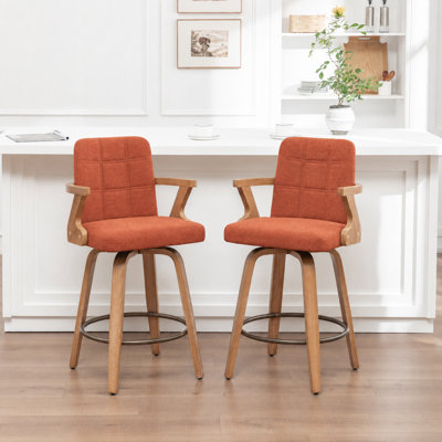 Louise Classic Farmhouse Upholstered Swivel Stools