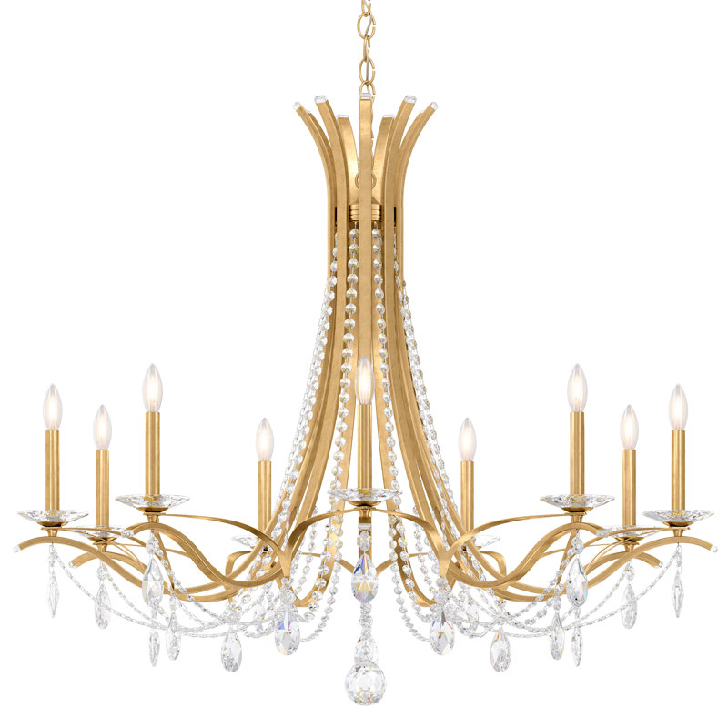 Vesca 9 Light 45in x 38in Chandelier in Etruscan Gold with Clear Heritage Handcut Crystals, Heirloom Gold, Heirloom Gold