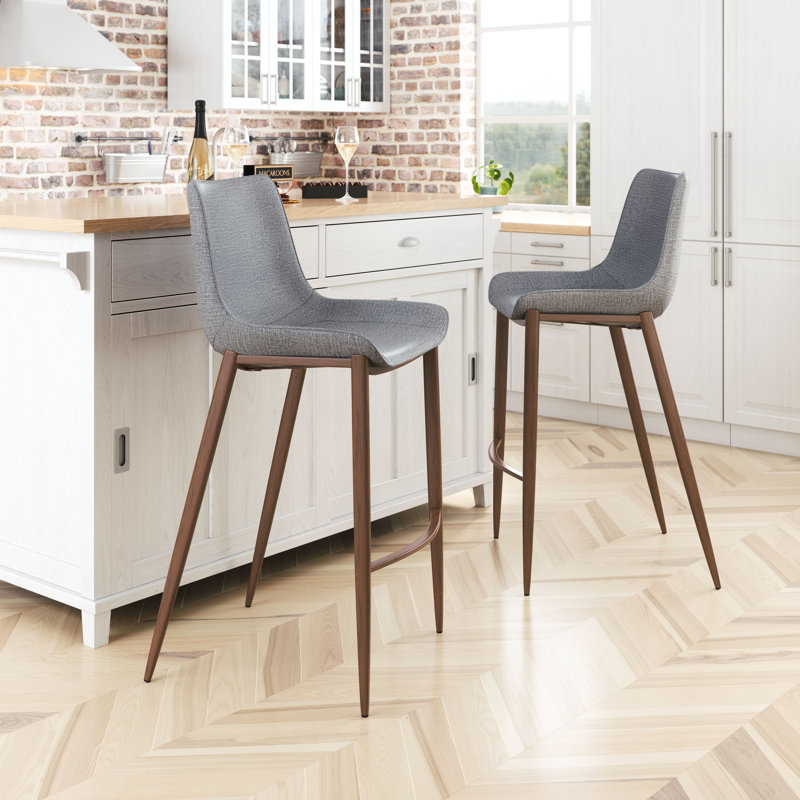 Tabouret de bar Hostetter (ensemble de 2), Gris, Tabouret de comptoir (siège d'une hauteur de 29,9