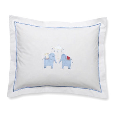  Jacaranda Living Cotton Percale Baby Boudoir Pillow Cover, Umbrella Elephant, Blue
