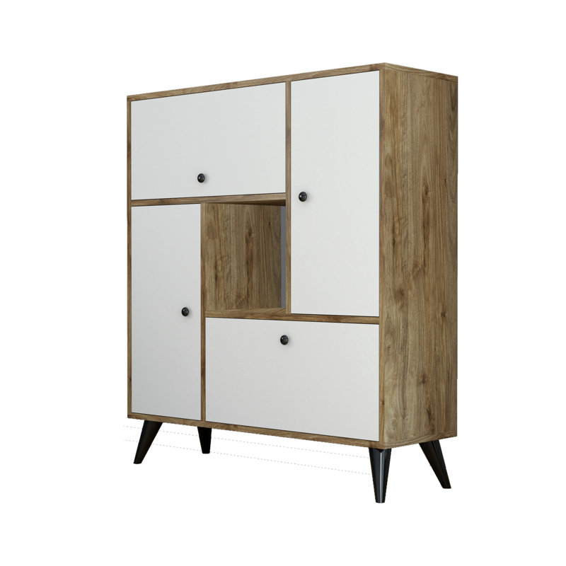 Mcnelly 120cm Kitchen Pantry, White/Walnut
