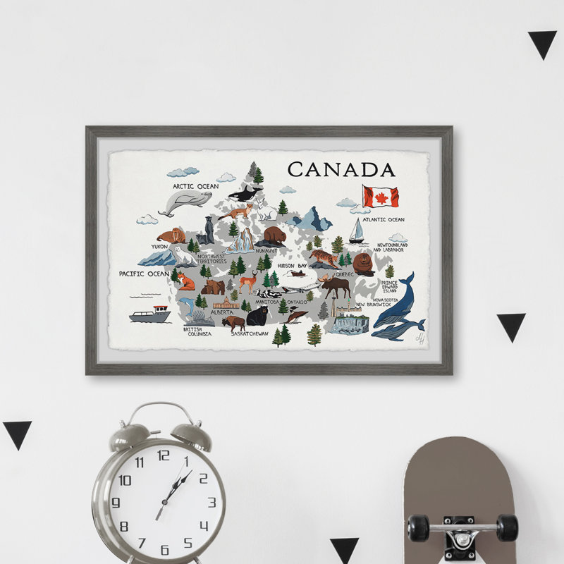 «Canadian Map», reproduction encadrée, H 8 po x l 12 po x P 1,5 po