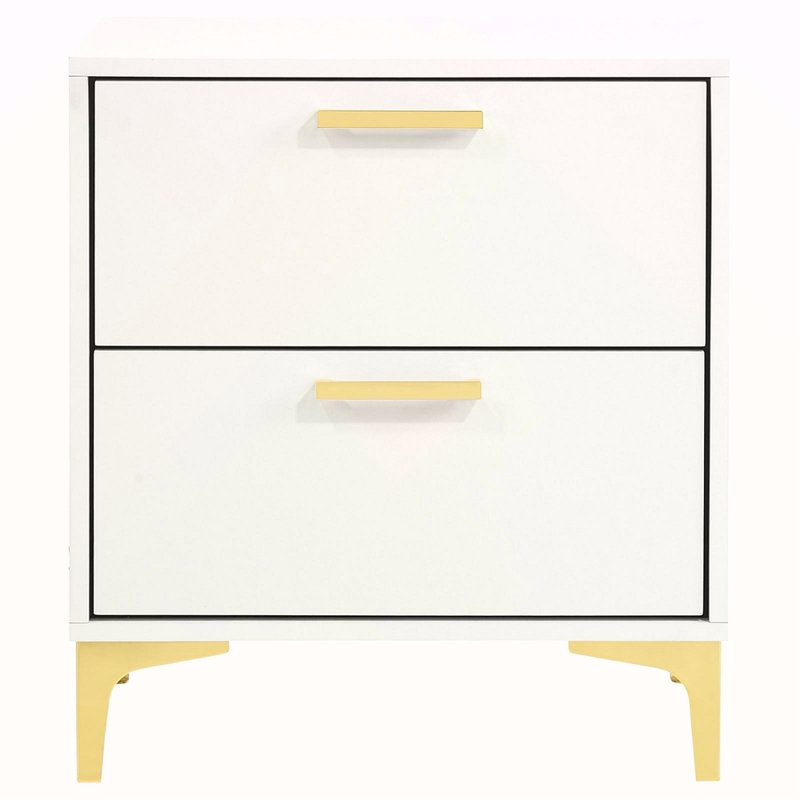 2-Drawer Rectangular Nightstand, White