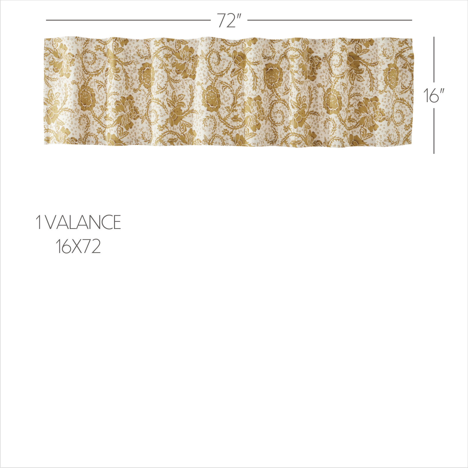 Gold Floral Window Valance, 16" H x 72" W