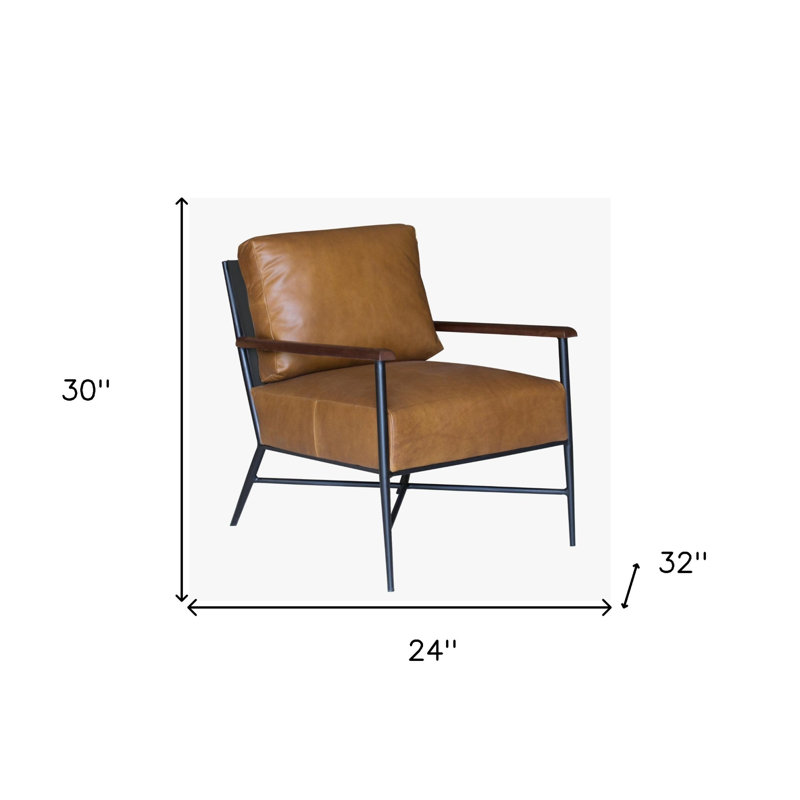  Brown Top Grain Leather Arm Chair