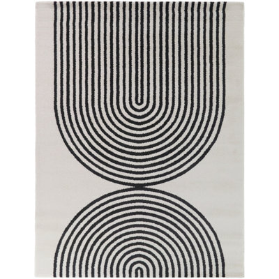 Mayer Cream/Black Modern Arches Area Rug