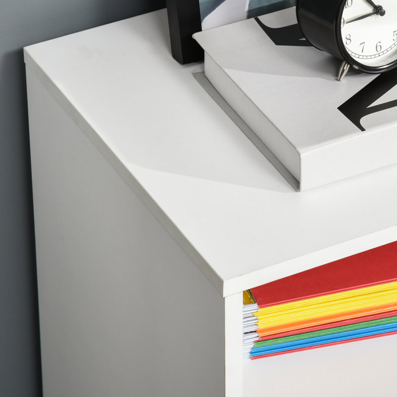 39.37'' Wide 2 -Drawer Mobile File Cabinet, White / White