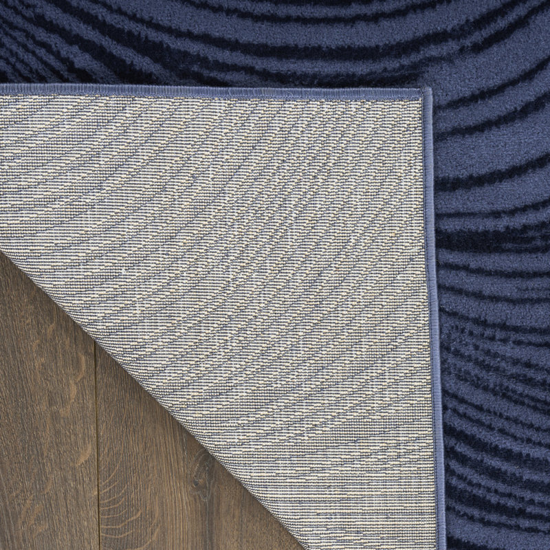 Tapis bleu marine moderne 2 pi 2 po x 7 pi 6 po DKNY Central Park West, Tapis de couloir 2 pi 2 po x 7 pi 6 po, Marine
