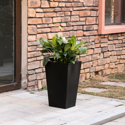 De 3 grands pots à fleurs, avec pots de drainage pour terrasse, noir, L 14,14 po x l 14,14 po H 24 po