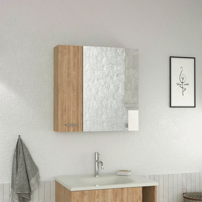 Armoire à pharmacie, quatre tablettes internes, porte simple - pin