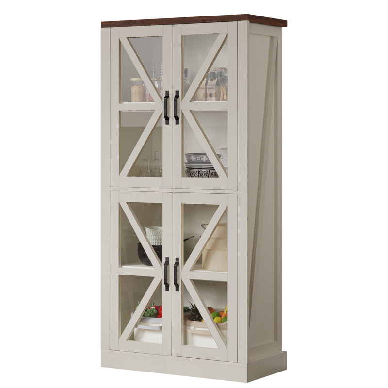 Armoire de cuisine 65,5 "avec portes en verre Hengrove, pour le salon, la salle à manger et la cuisine