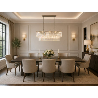 18-Light Chrome Chandelier With Clear Hanging Crystals