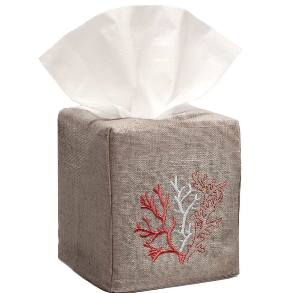 Highland Dunes Quitman Coral Tissue Box Cover | Wayfair