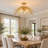 4-Light Leaf Semi-Flush Mount Ceiling Light - Adjustable Direction, Gold Finish, 26'' Modern Glam Fixture