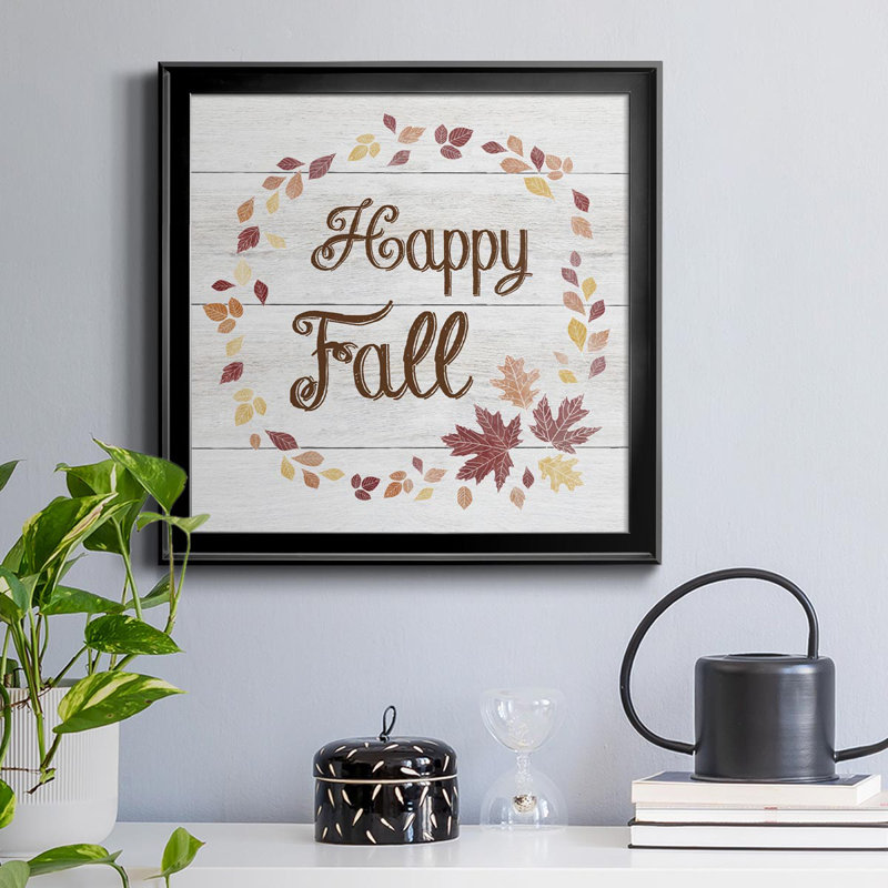 «Happy Fall», art textuel sur toile, Noir, H 17,5 po x l 17,5 po x P 1,5 po