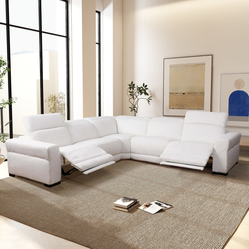 Canapé modulaire inclinable Yohan - Boucle blanche