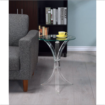 Round Glass Top Acrylic Side Table
