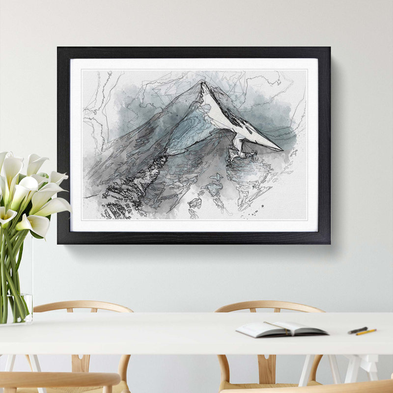 Snow Covered Mountain in India in Abstract - Picture Frame Graphic Art Print, Black Framed, 27cm H x 36cm W x 2cm D