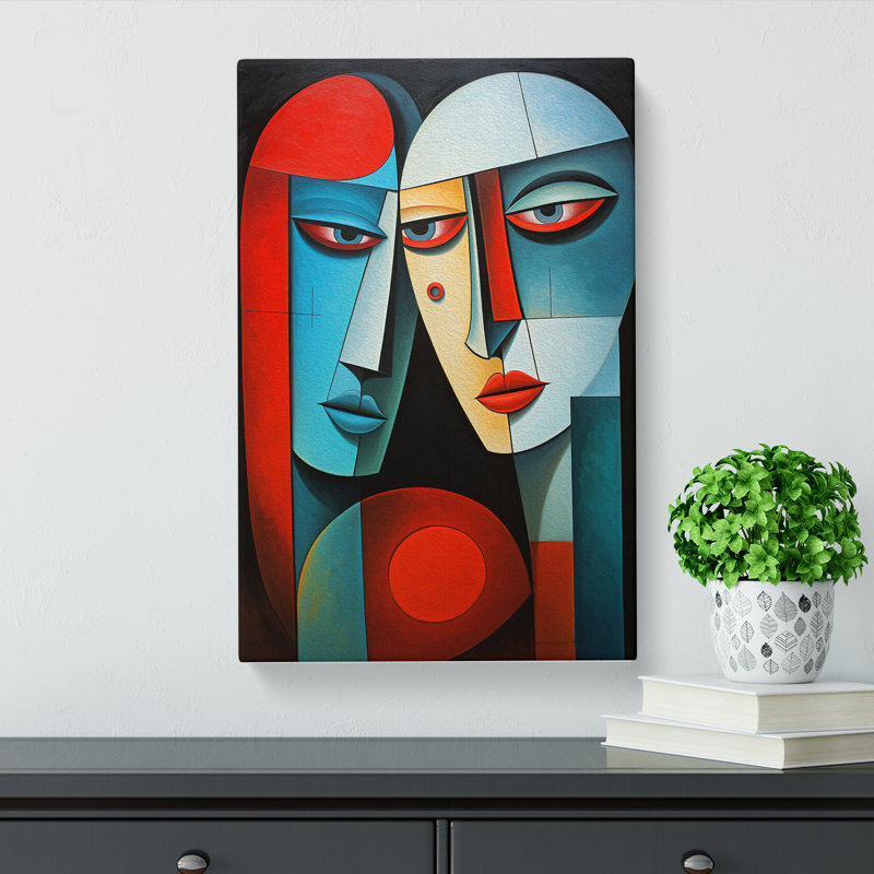 Two Men In Love Cubism - No Frame Print, 76cm H x 50cm W x 3cm D