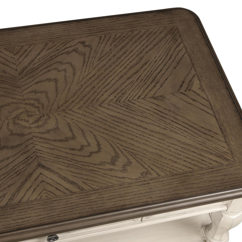 Console antique blanche et brune avec rangement