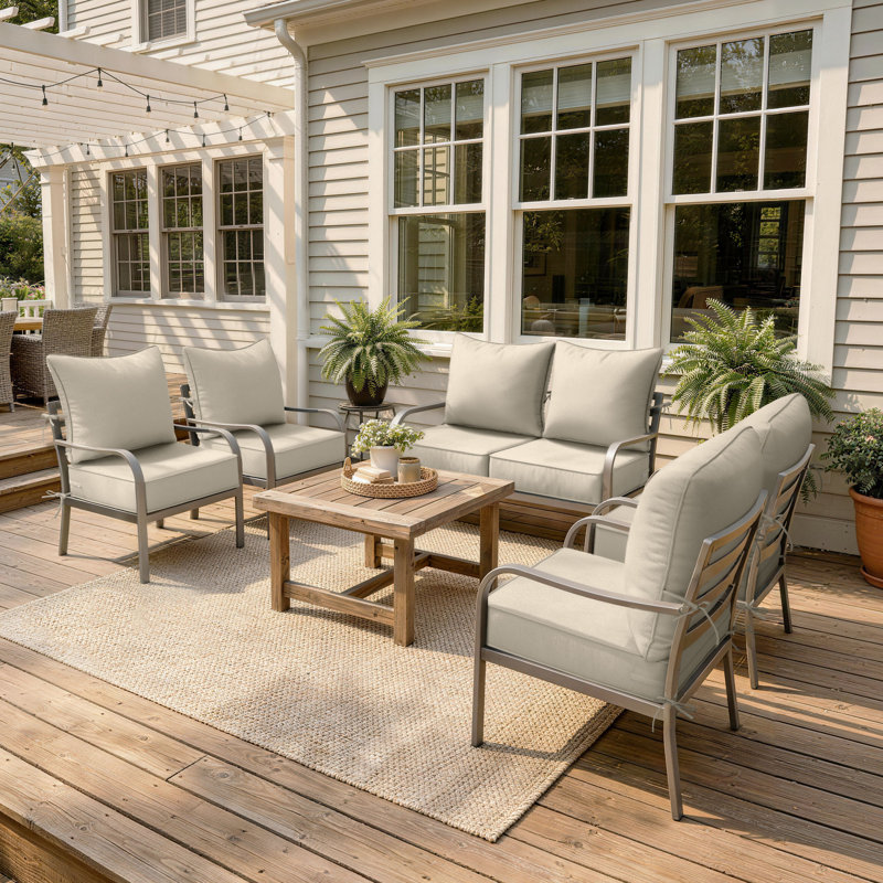 6.5″ Outdoor Replacement Cushion Set, Deep Seating Seat / Back Cushion Set, Cream