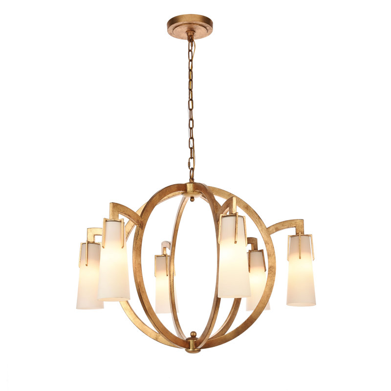 Lustre classique à 6 lumières avec abat-jour Sterns, Or
