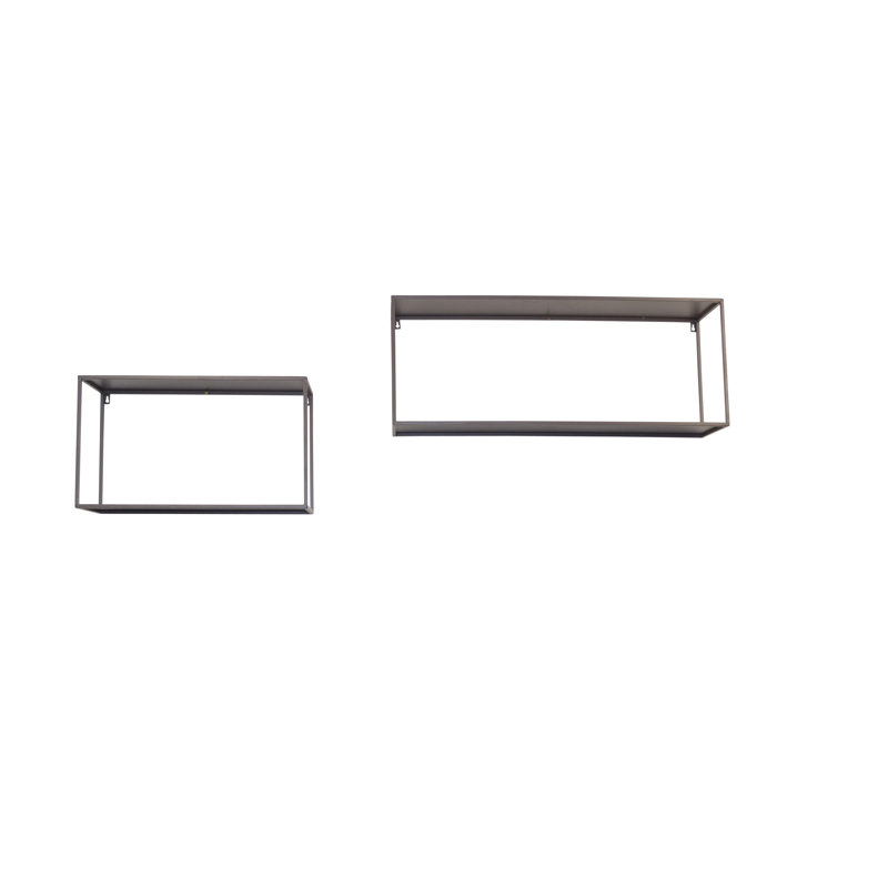 Rodric 2 Piece Metal Accent Shelf, Grey