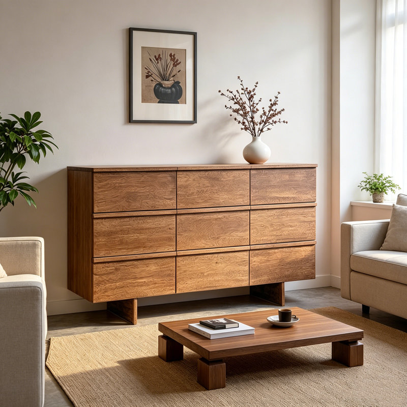 Kitchen Nine-Drawer Sideboard, 37.4" H x 70.87" W x 17.72" D