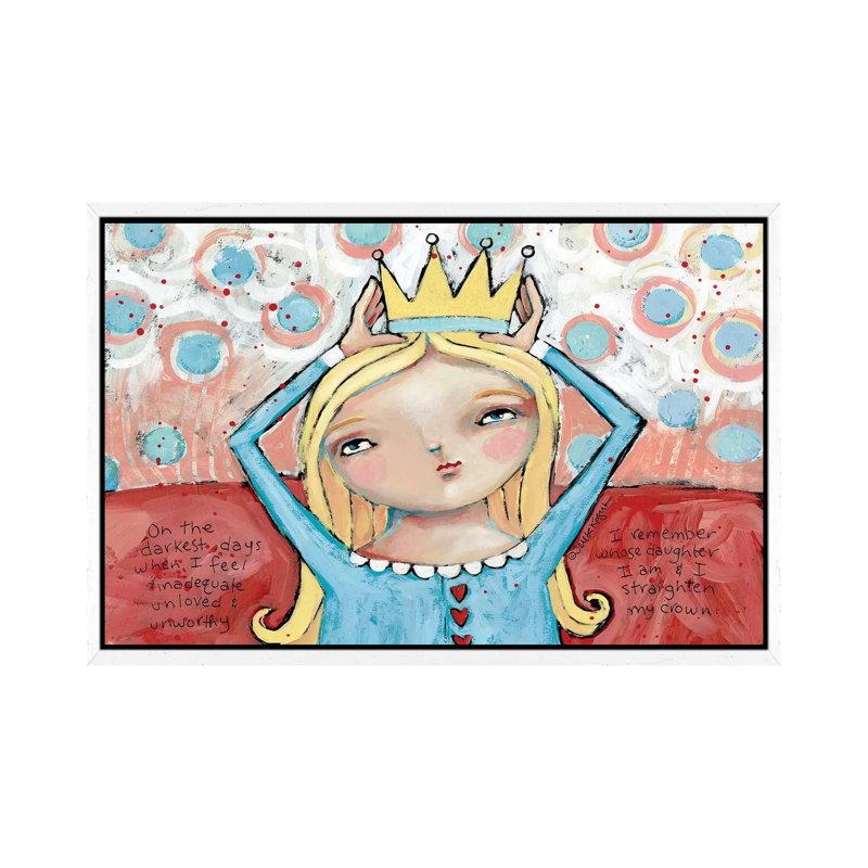 Straighten Your Crown Blonde 1 Piece Wall Art on Canvas, 45.72cm H x 66.04cm W x 3.81cm D, White Floater Framed