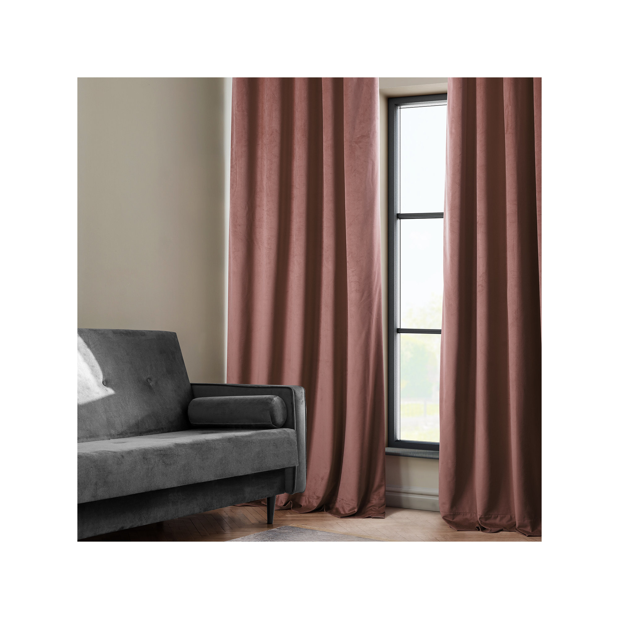 Loria Plush Velvet 100% Blackout Curtains For Bedroom, Living Room - Single Panel, 50" W x 84" L, Rosehip