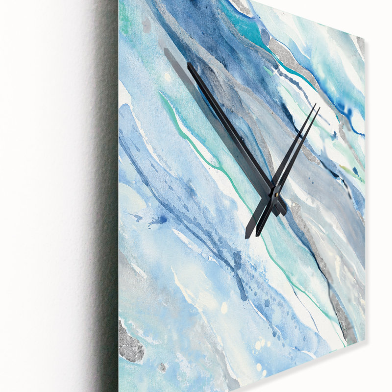 Horloge murale moderne Blue Silver Spring II, Moyen
