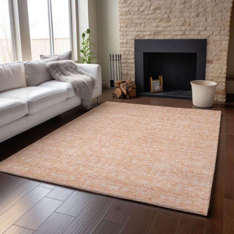 Premium Machine Washable Prisco Peach Rug, Rectangle 10' x 14'