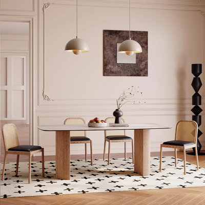 Ensemble de table de salle à manger simple de style français crème