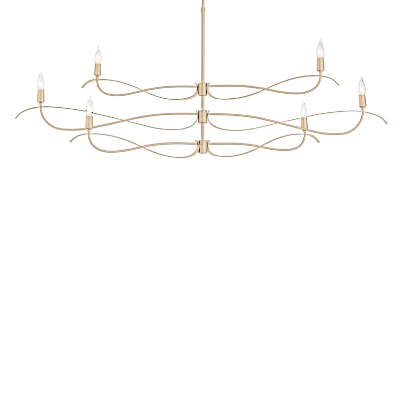 Willow 6 - Light Candle Style Classic Chandelier, Large, Soft Gold