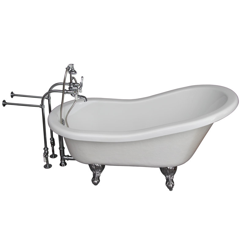 60'' x 30'' Soaking Acrylic Bathtub with Faucet, Chrome