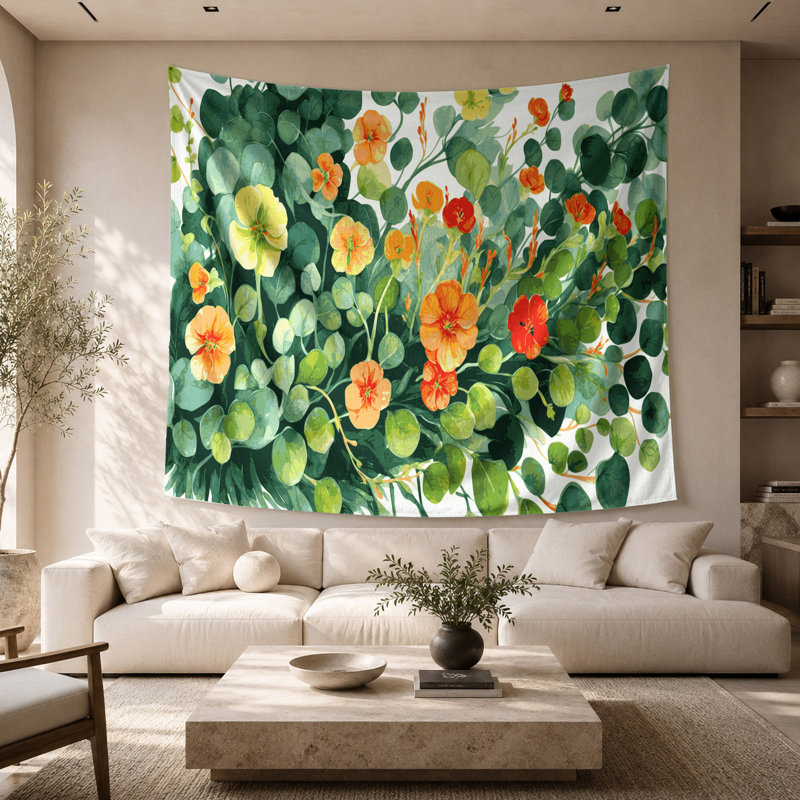 Tapisserie murale légumes capucine, 68 po x 80 po
