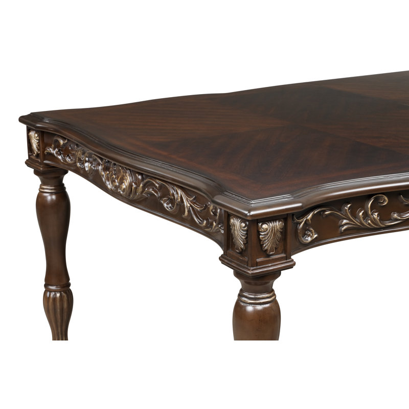Brown Extendable Rectangular Wood Dining Table with Six Seats