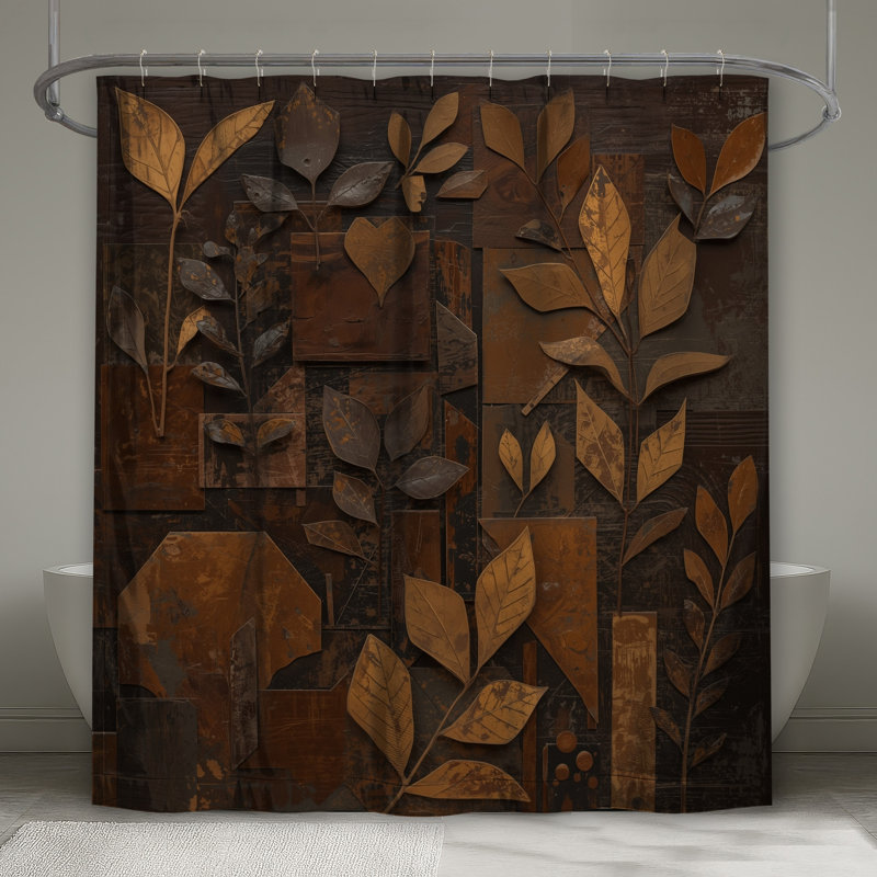 Rideaux de douche Brown Leaf, L 70 po x H 84 po