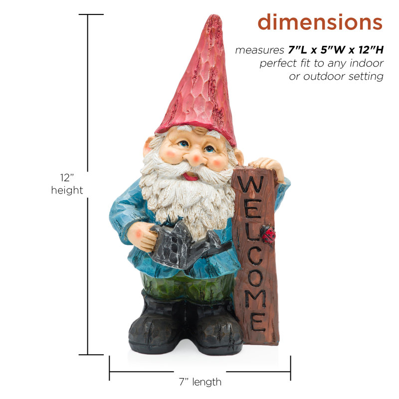 Décoration de jardin Nyla 12 "Tall" Welcome, Noir, 12'' H X 7'' W X 5'' D