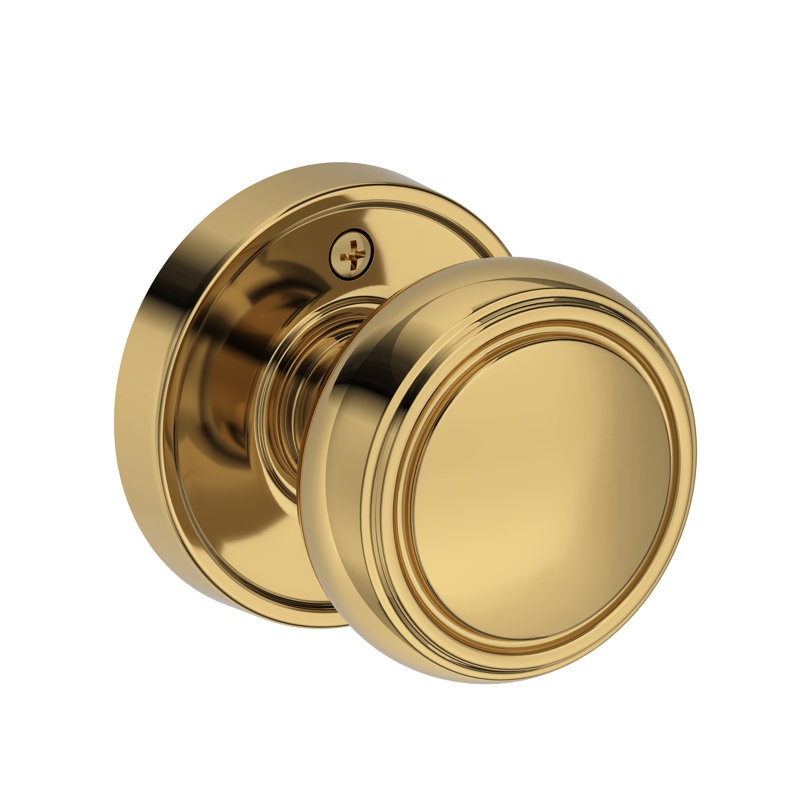 Bremerton Full Dummy Knob with Stepped Round Rose in Satin Nickel, Lifetime (PVD) Polished Brass