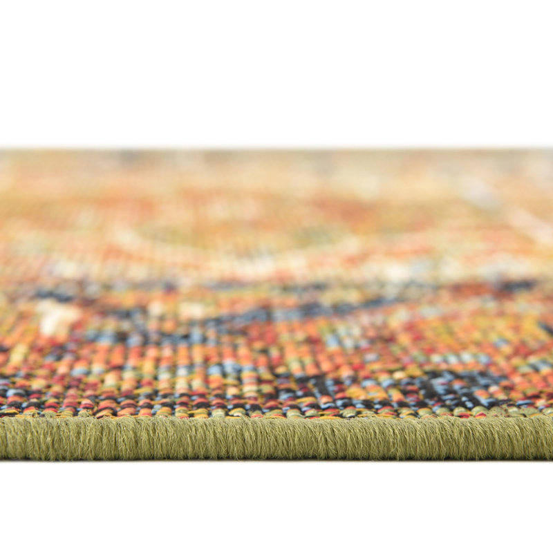 Tapis traditionnel rouille intérieur / extérieur Jaheim, Tapis de couloir 2 pi x 6 pi
