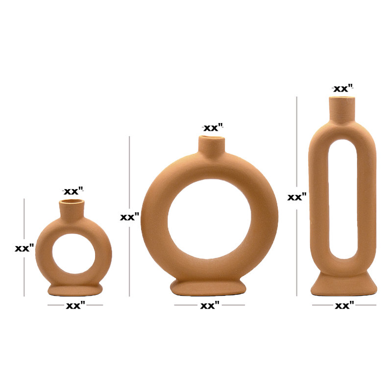 Ensemble de chandelles en céramique 3 pièces, Brun