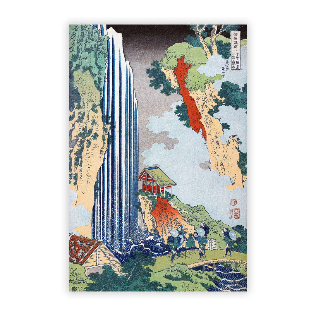 The Waterfall in Ono on the Kisokai Road by Katsushika Hokusai - Frameless Print