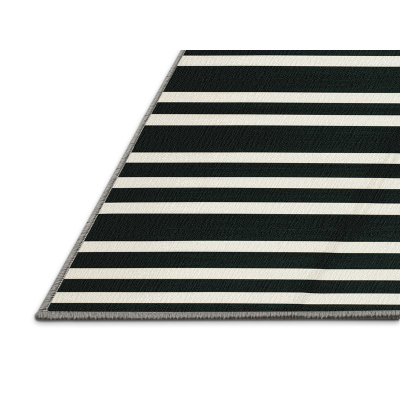 Washable Cypress White Striped Area Rug, Rectangle 2' x 3'