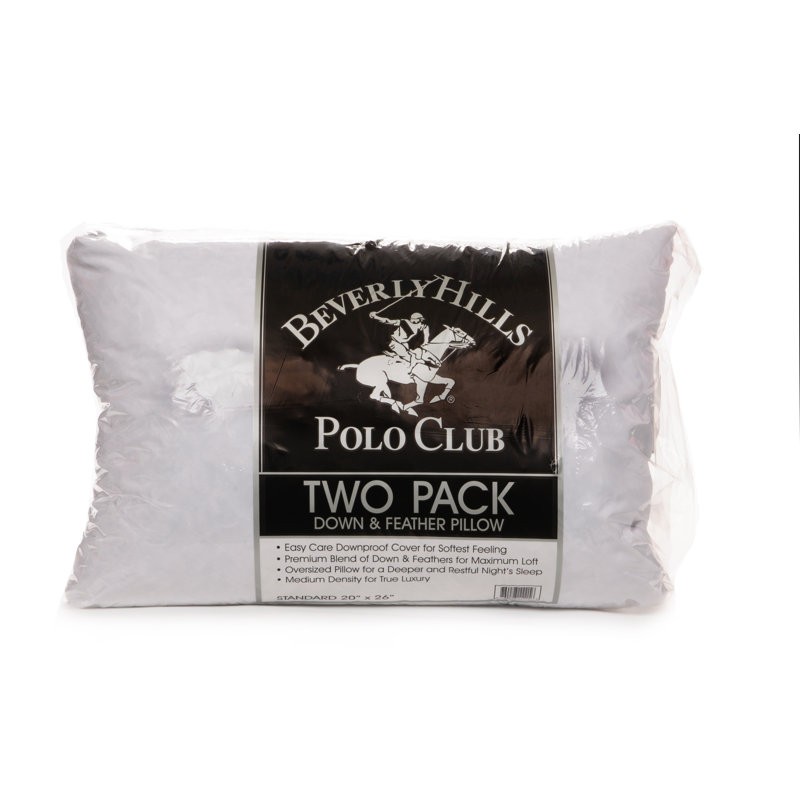 BHPC Two Pack Medium Down Blend and Feathers Standard Bed Pillow