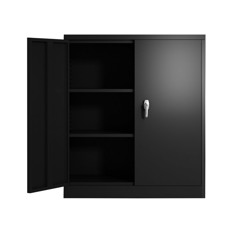 Armoire en acier robuste VERIPCO, armoire de rangement en métal noir avec système de verrouillage verrouillable à 3 points et tablettes réglables, prête à assembler pour la cuisine, le bureau et la maison