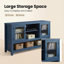 Buffet de rangement 53 "Mid-Century avec 2 portes en verre et 3 tablettes, buffet pour le salon, la cuisine et le vestibule-1814839487