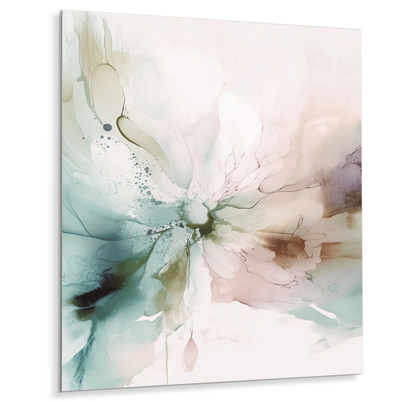 «Green and Cream Abstracted Realities I», impression sur métal sans cadre, H 32 po x l 16 po x P 1 po